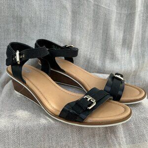 Dr Scholls Glendale Wedge Women's Black Sandals 9.5M